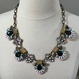 J Crew Necklace 22" Pink Floral Statement Retro Preppy Feminine Boho Western